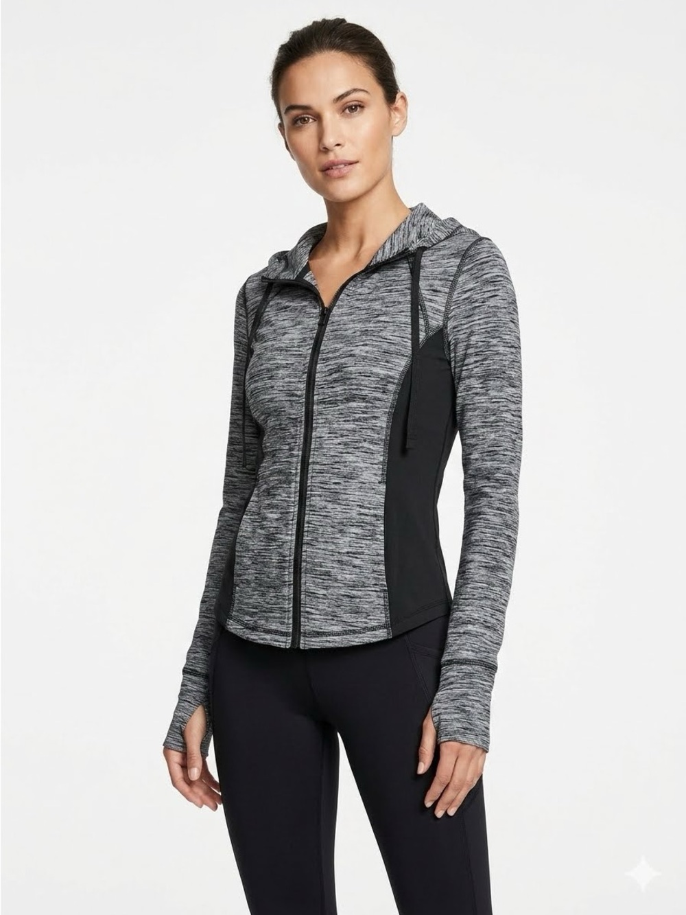 WHBM Athletic Athleisure Black Marled Jacket XS $90 EUC